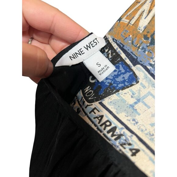 Nine West Black Sheer Striped Print Long Sleeve Work Business Blouse Sz S - Picture 10 of 13